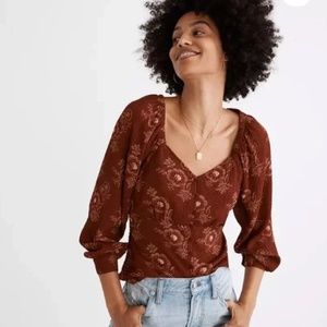 Madewell Preston Puff-Steve Top in Letterpress Floral